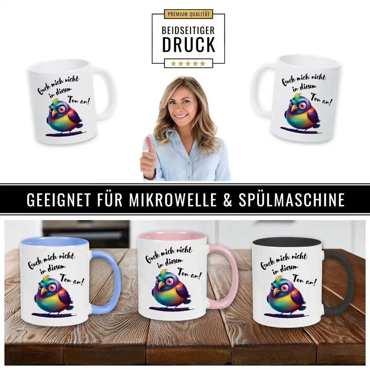 Tasse mit Spruch - Guck mich nicht in diesem Ton an - Druckerino
