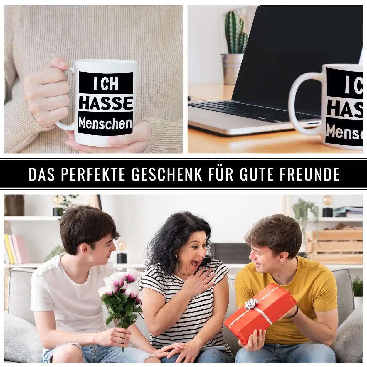 Tasse mit Spruch - Ich hasse Menschen - Druckerino