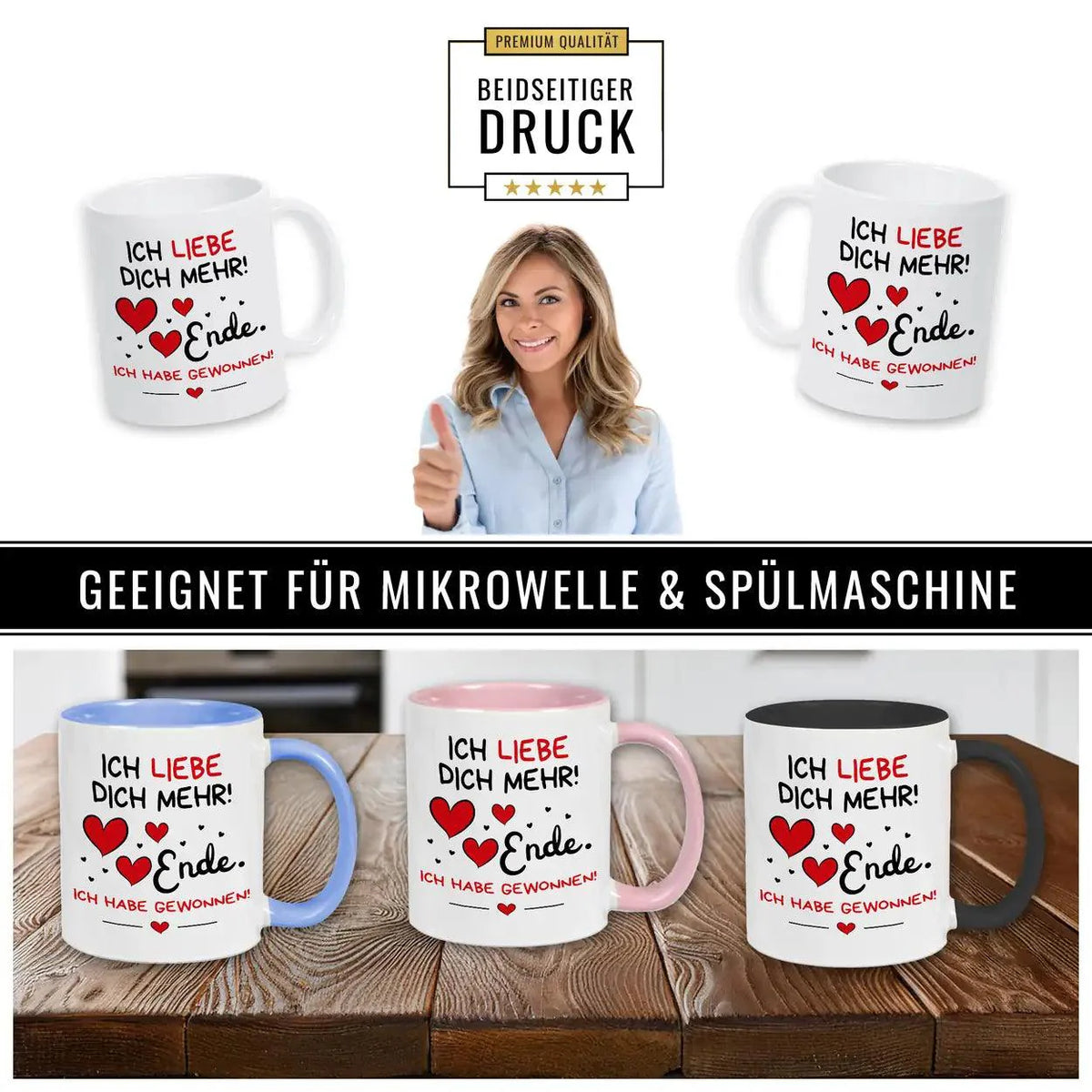 Tasse mit Spruch Ich liebe Dich mehr - Ende - Druckerino