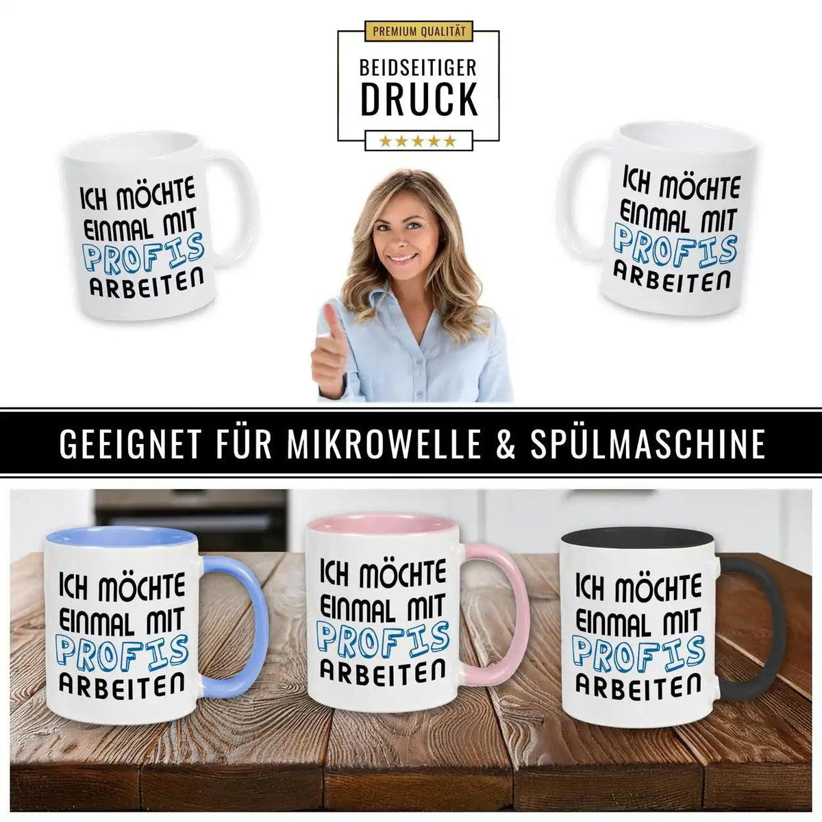 Tasse mit Spruch - Ich möchte einmal mit Profis arbeiten - Druckerino