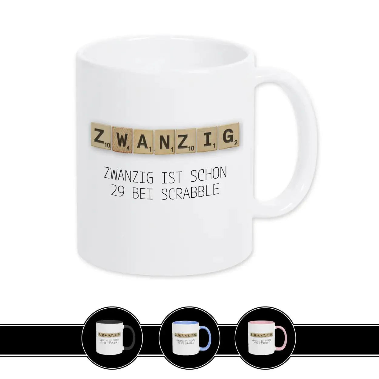 Tasse zum 20. Geburtstag - Scrabble - Druckerino