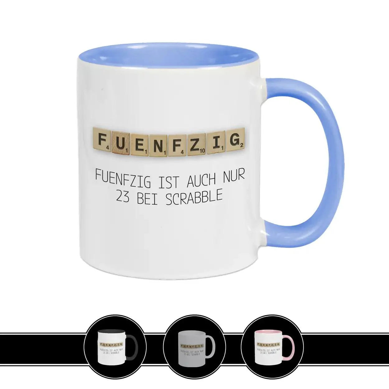 Tasse zum 50. Geburtstag - Scrabble - Druckerino