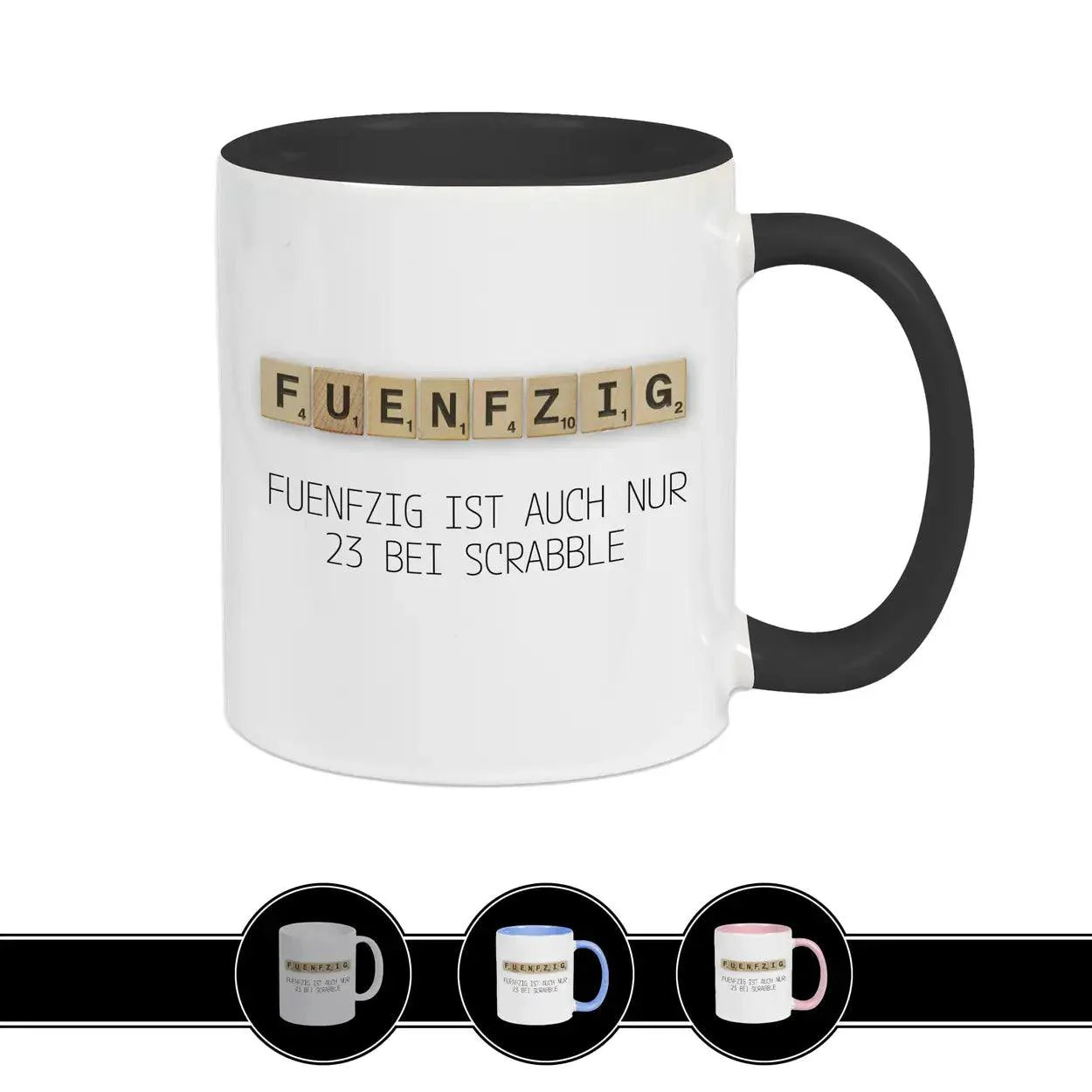 Tasse zum 50. Geburtstag - Scrabble - Druckerino
