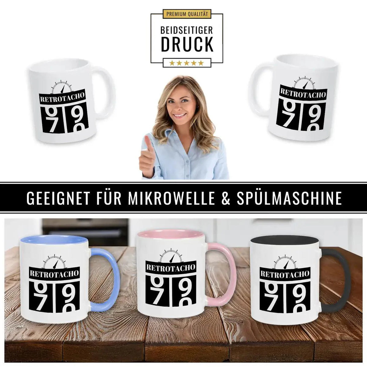 Tasse zum 70. Geburtstag - Retro Tacho - Druckerino