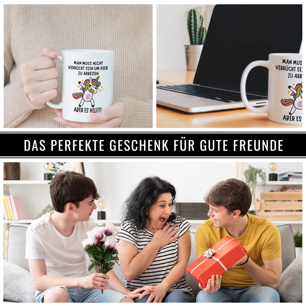 Tasse mit Spruch | Man muss nicht verrückt sein um hier zu arbeiten - Druckerino