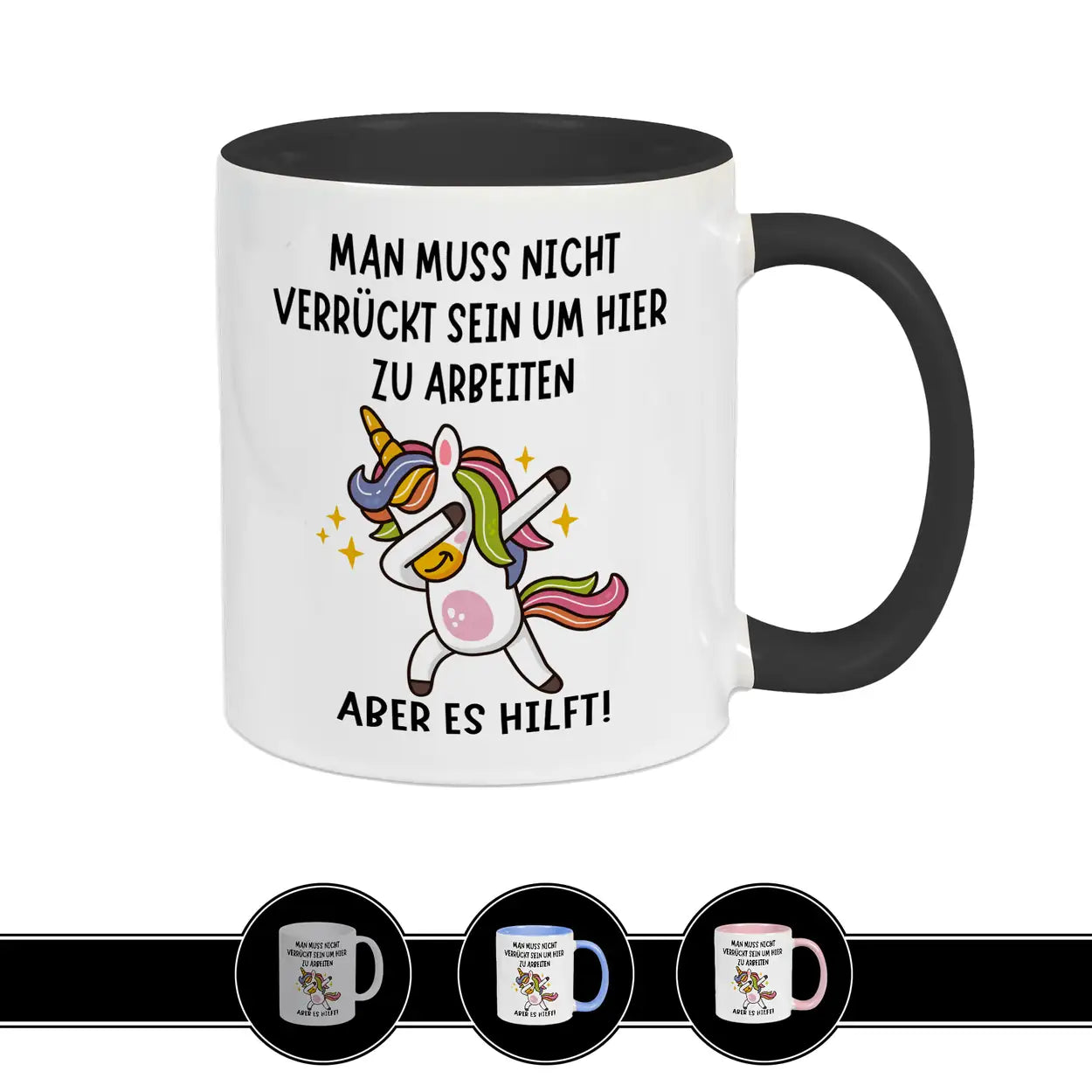 Tasse mit Spruch | Man muss nicht verrückt sein um hier zu arbeiten - Druckerino
