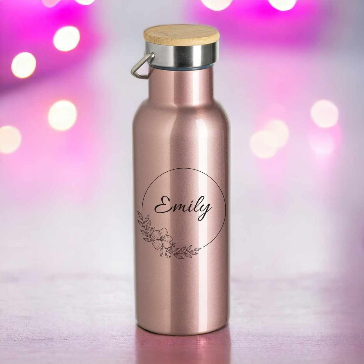 Trinkflasche für Kinder mit Namen personalisiert - Blumen - Druckerino