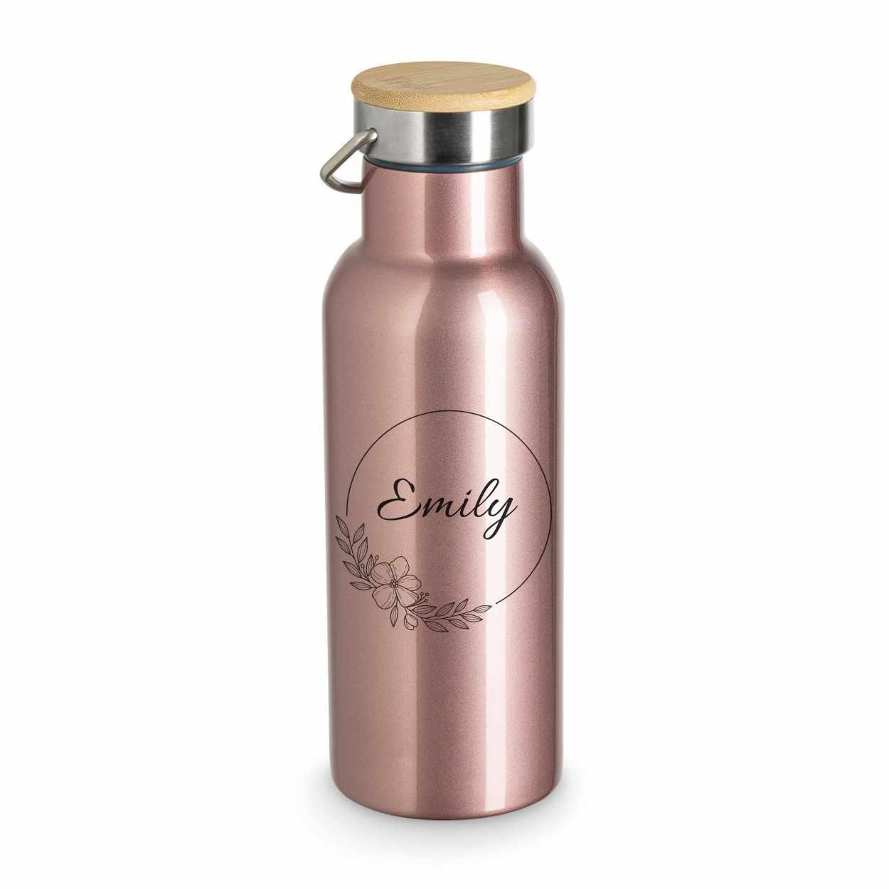 Trinkflasche für Kinder mit Namen personalisiert - Blumen - Druckerino