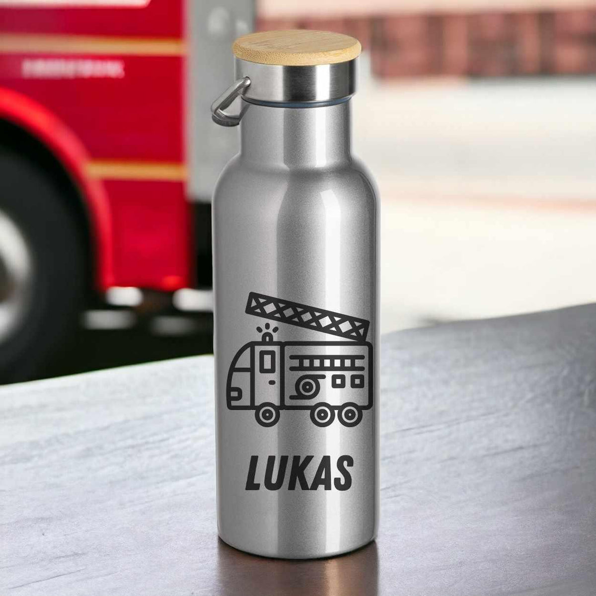 Trinkflasche für Kinder personalisiert - Feuerwehr - Druckerino
