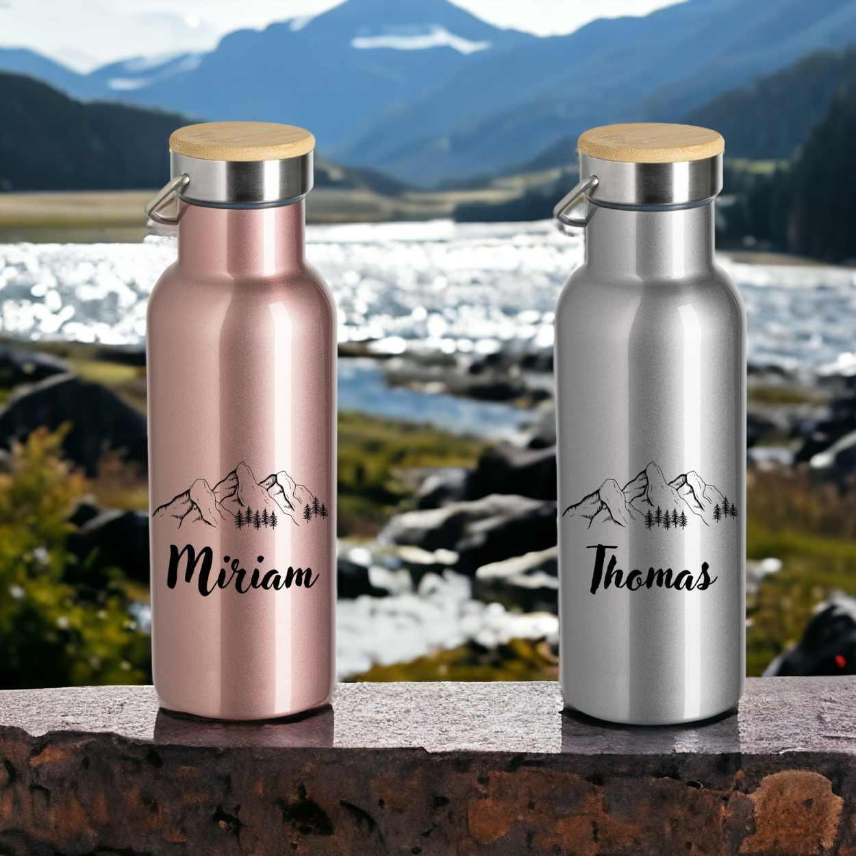 Trinkflasche personalisiert - Berge - Druckerino