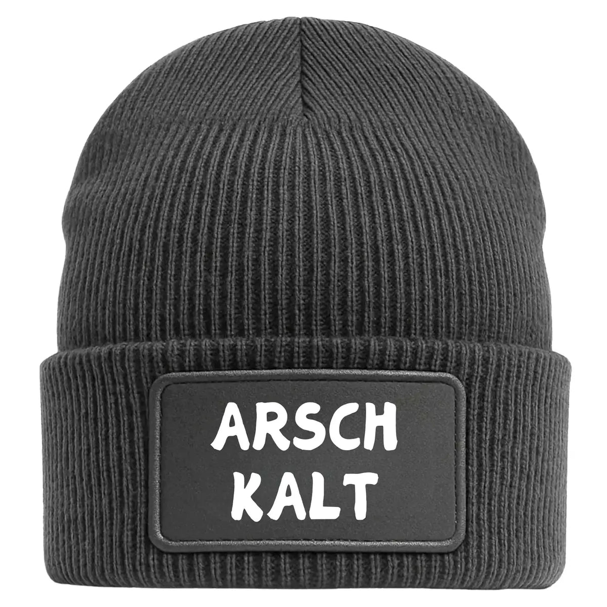 Beanie Mütze Arschkalt Arsch Kalt in grau Wollmütze als Geschenkidee in grau