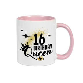 Tasse Birthday Queen 16 Spruchtassen Druckerino Rosa  