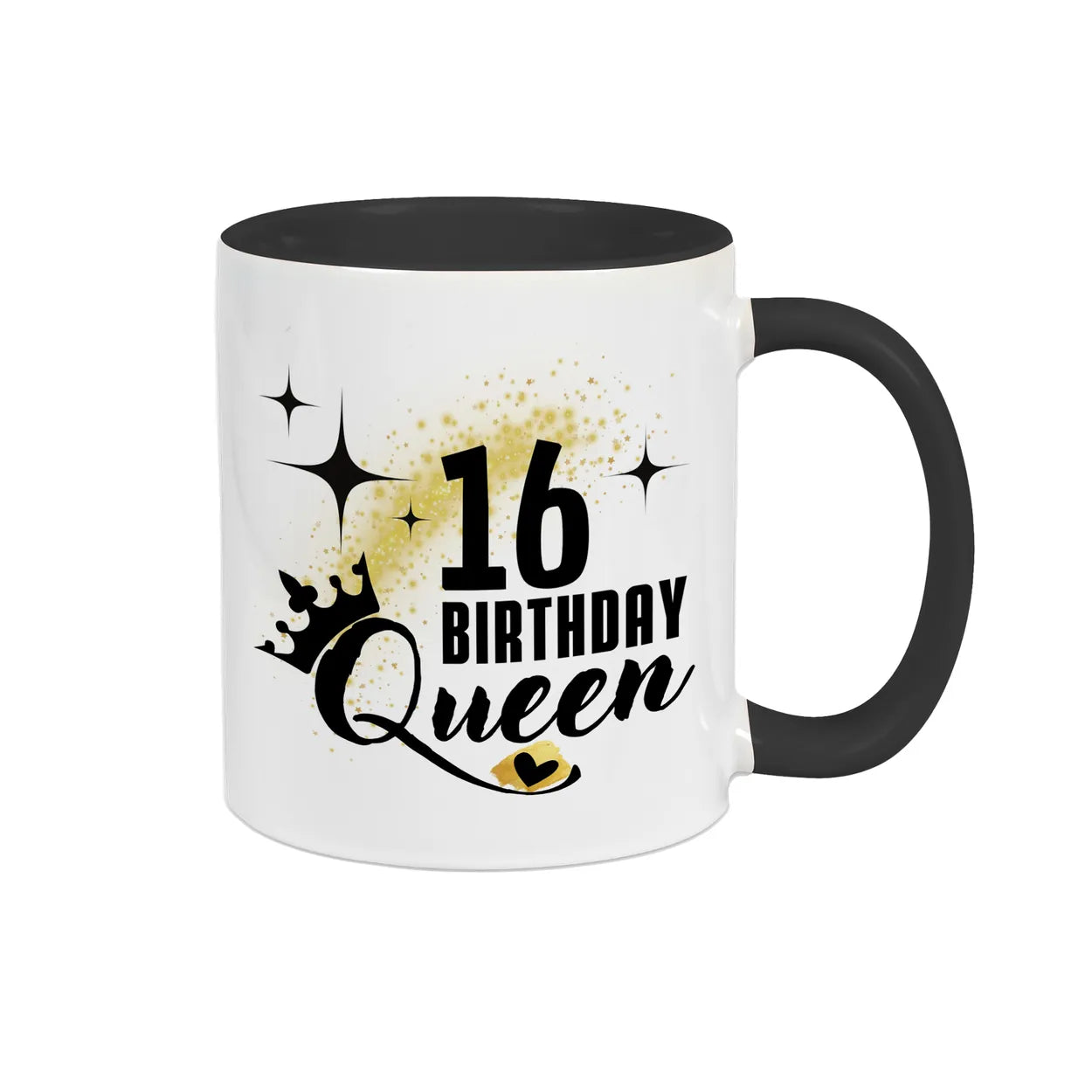 Tasse Birthday Queen 16 Spruchtassen Druckerino Schwarz  