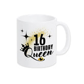 Tasse Birthday Queen 16 Spruchtassen Druckerino Weiß  