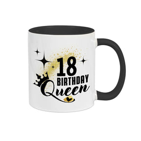 Tasse Birthday Queen 18 Spruchtassen Druckerino Schwarz  