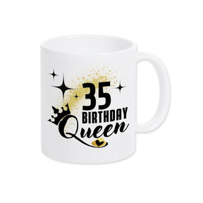 Tasse Birthday Queen 35 Spruchtassen Druckerino Weiß  