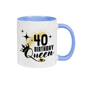 Tasse Birthday Queen 40 Spruchtassen Druckerino Blau  