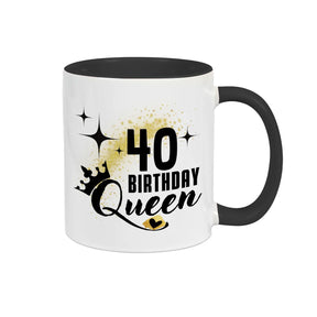 Tasse Birthday Queen 40 Spruchtassen Druckerino Schwarz  