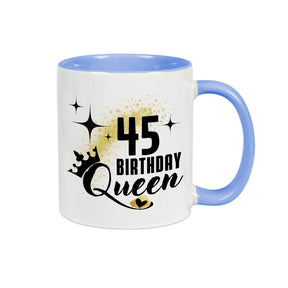 Tasse Birthday Queen 45 Spruchtassen Druckerino Blau  