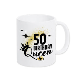 Tasse Birthday Queen 50 Spruchtassen Druckerino Weiß  