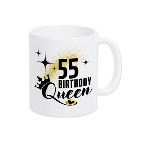 Tasse Birthday Queen 55 Spruchtassen Druckerino Weiß  