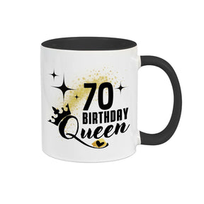 Tasse Birthday Queen 70 Spruchtassen Druckerino Schwarz  