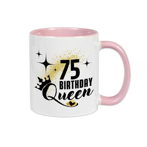 Tasse Birthday Queen 75 Spruchtassen Druckerino Rosa  