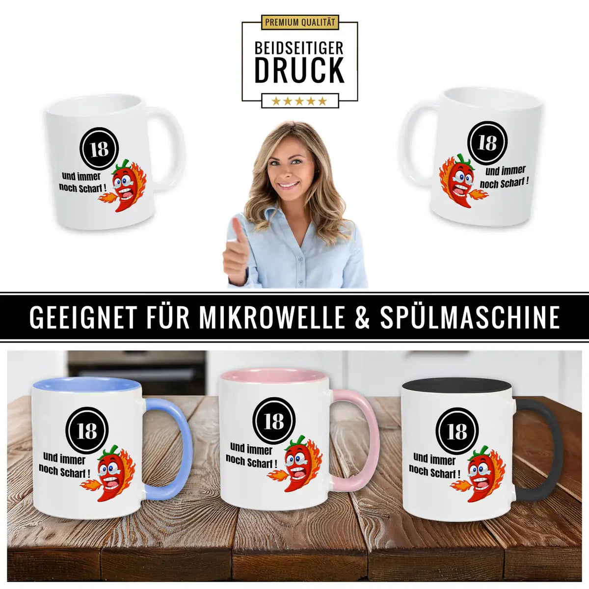 Tasse 18 und immer noch Scharf! Spruchtassen Druckerino   