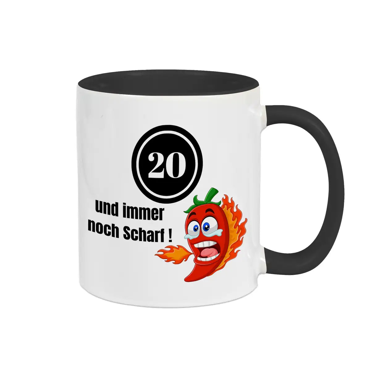 Tasse 20 und immer noch Scharf! Spruchtassen Druckerino Schwarz  