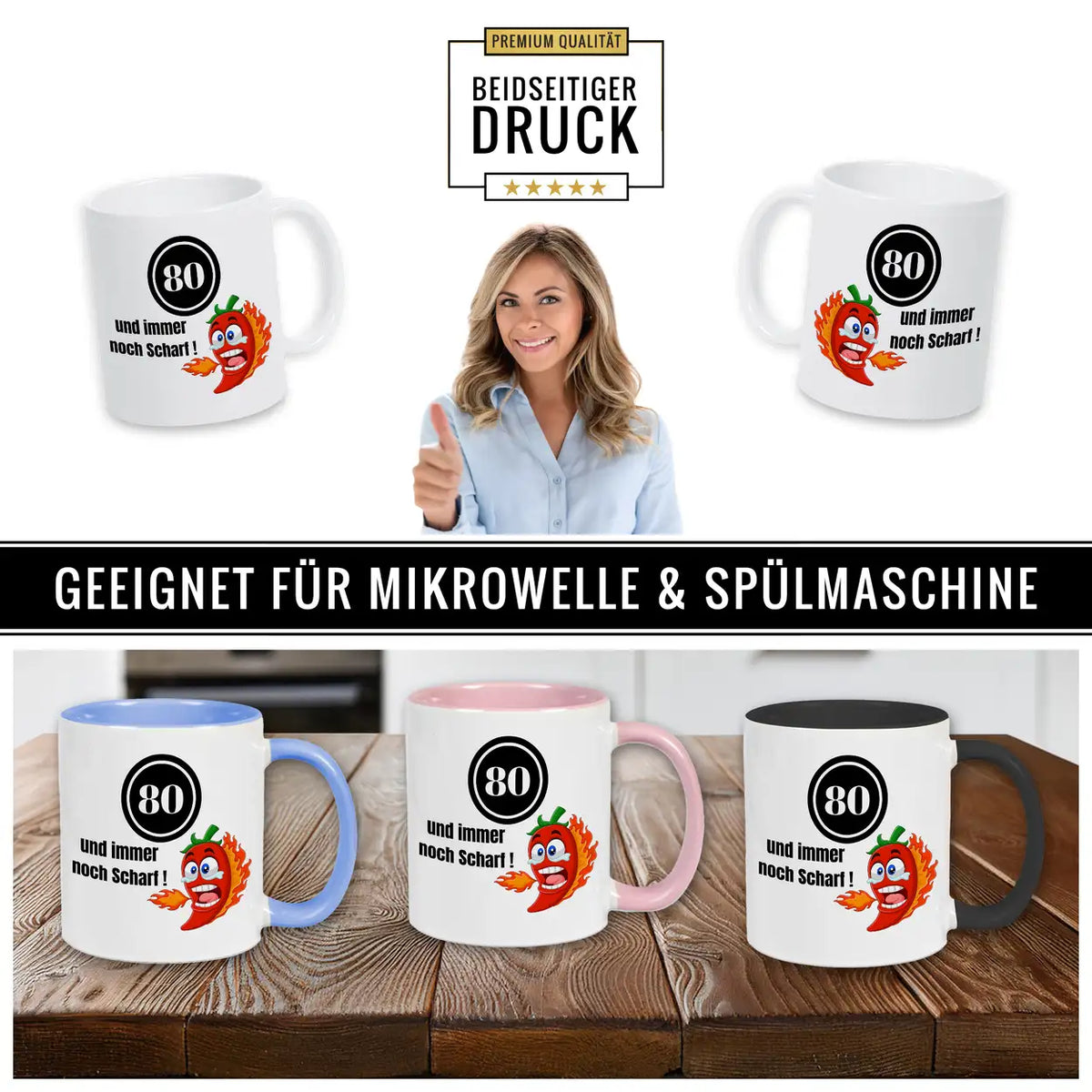 Tasse 80 und immer noch Scharf! Spruchtassen Druckerino   