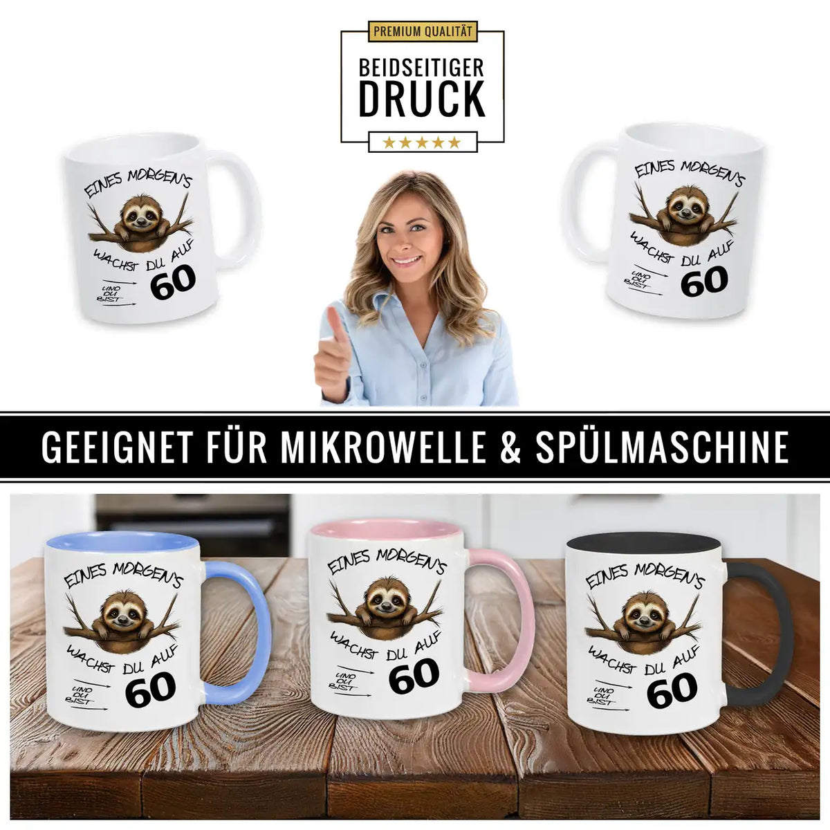 Tasse Eines Morgens wachst Du auf und bist 60 Spruchtassen Druckerino   