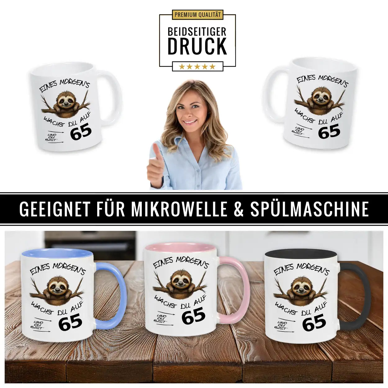 Tasse Eines Morgens wachst Du auf und bist 65 Spruchtassen Druckerino   