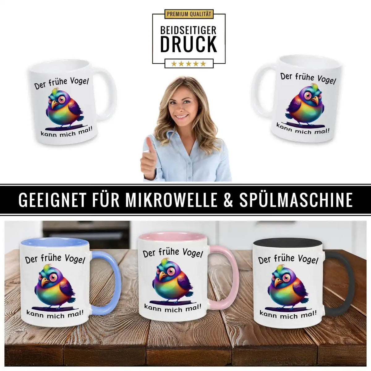 Tasse mit Spruch - Der frühe Vogel kann mich mal Spruchtassen Druckerino   