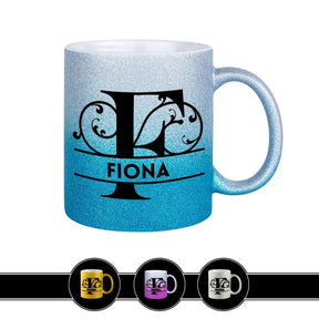 Personalisierte Tasse mit Namen | Buchstabe F Blau Geschenkideen