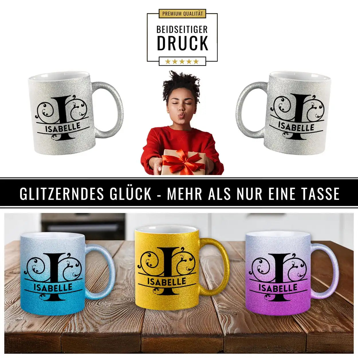 Personalisierte Tasse mit Namen | Buchstabe I Geschenkideen