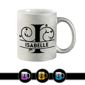 Personalisierte Tasse mit Namen | Buchstabe I Silber Geschenkideen