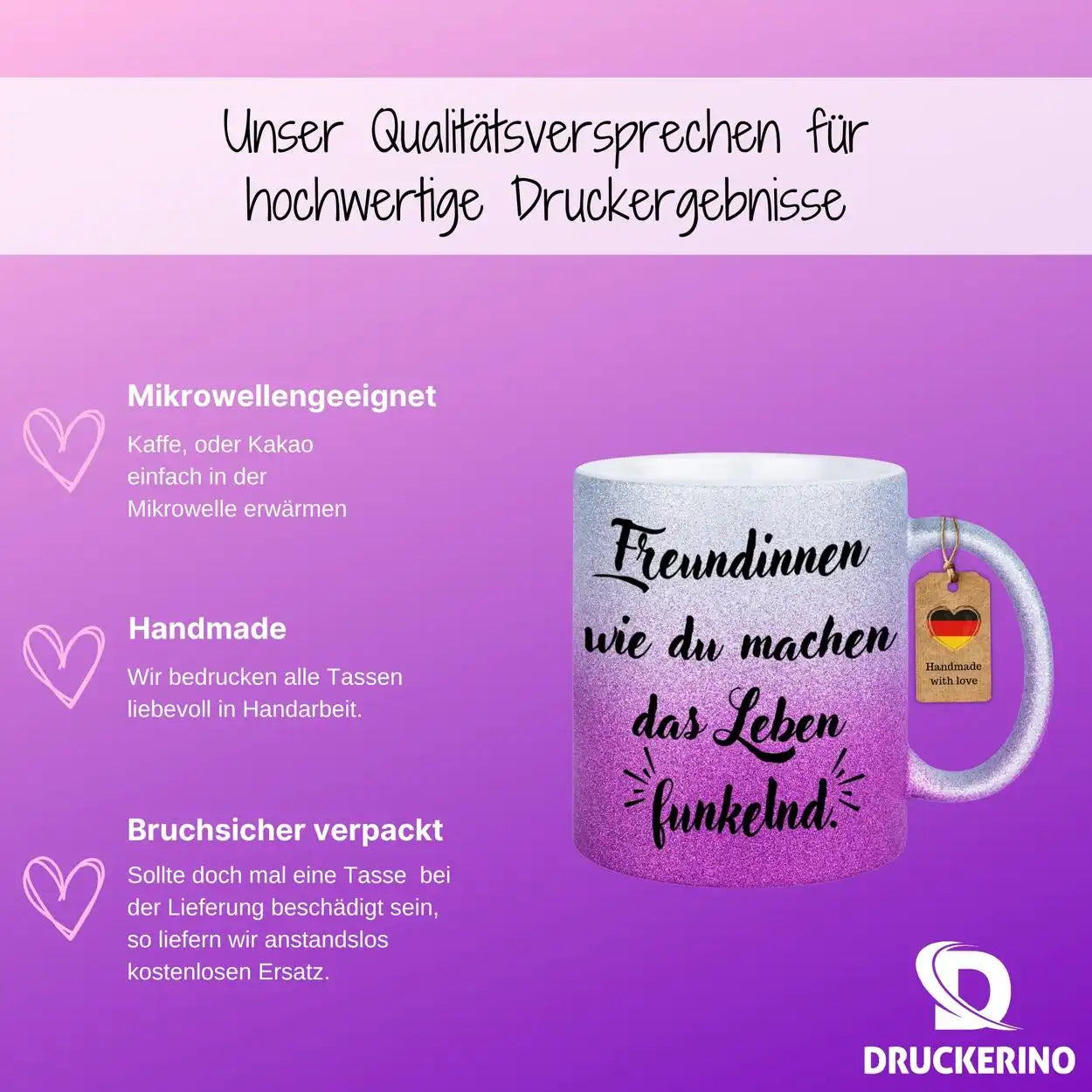 Glitzertasse - Freundinnen wie du machen das Leben funkelnd Glitzertassen Druckerino   