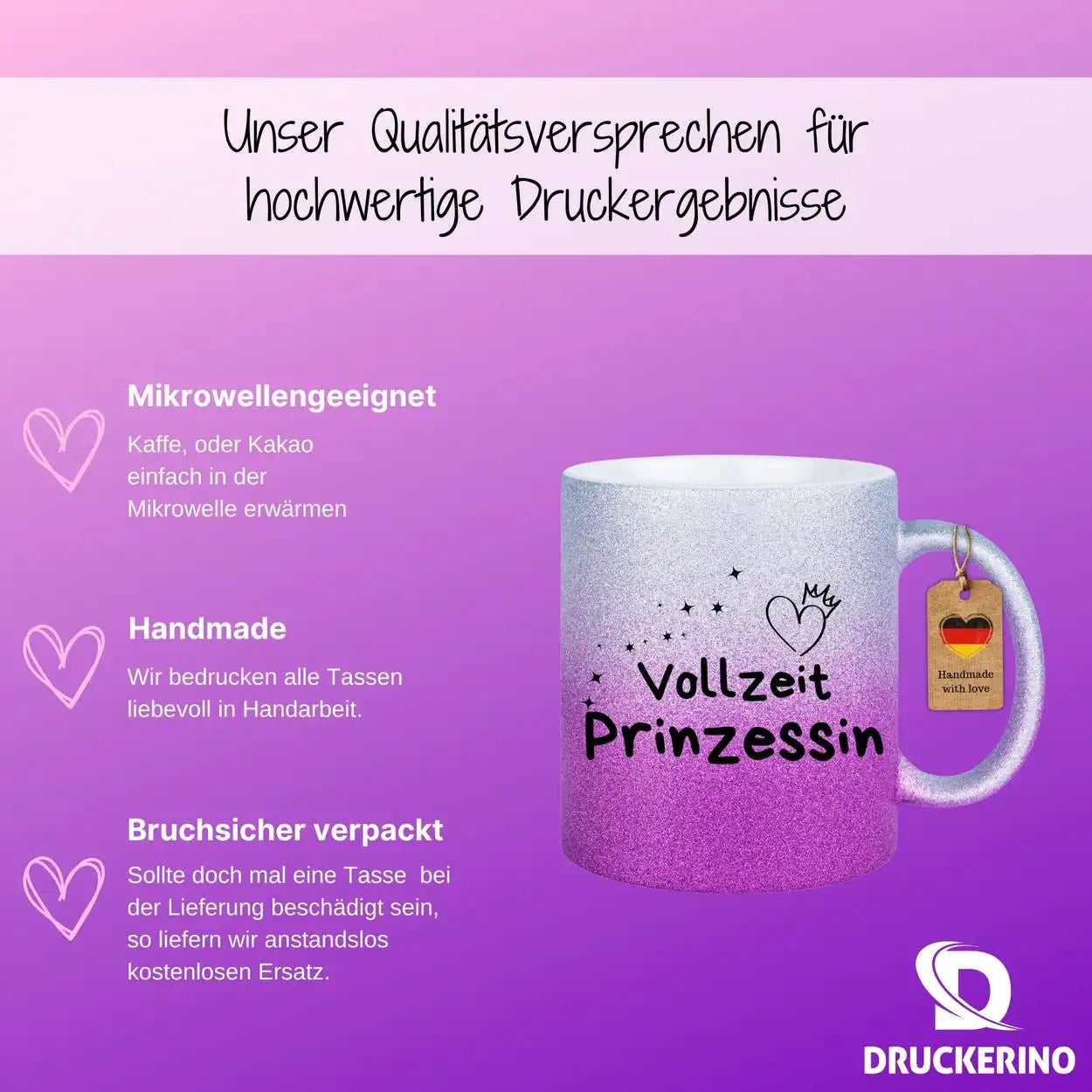 Glitzertasse - Vollzeit Prinzessin Glitzertassen Druckerino   