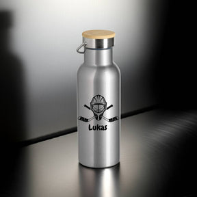 Eishockey Kinder Trinkflasche personalisiert, Edelstahl Trinkflasche mit Namen Flasche mit Wunschnamen 