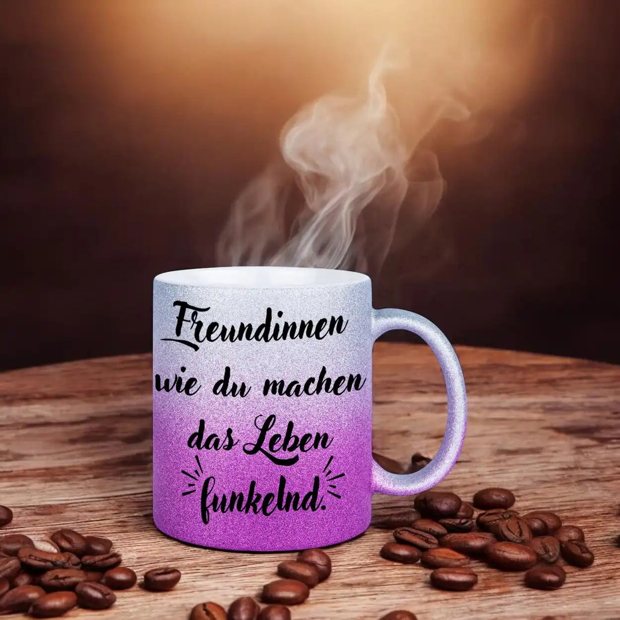 Glitzertasse - Freundinnen wie du machen das Leben funkelnd Glitzertassen Druckerino   