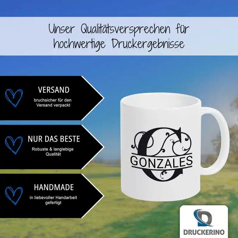 Keramik Namenstasse | Motiv 1 | Gonzales Geschenkideen