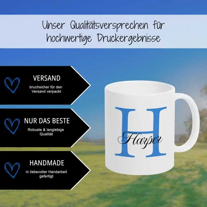 Keramik Namenstasse | Motiv 3 | Harper Geschenkideen