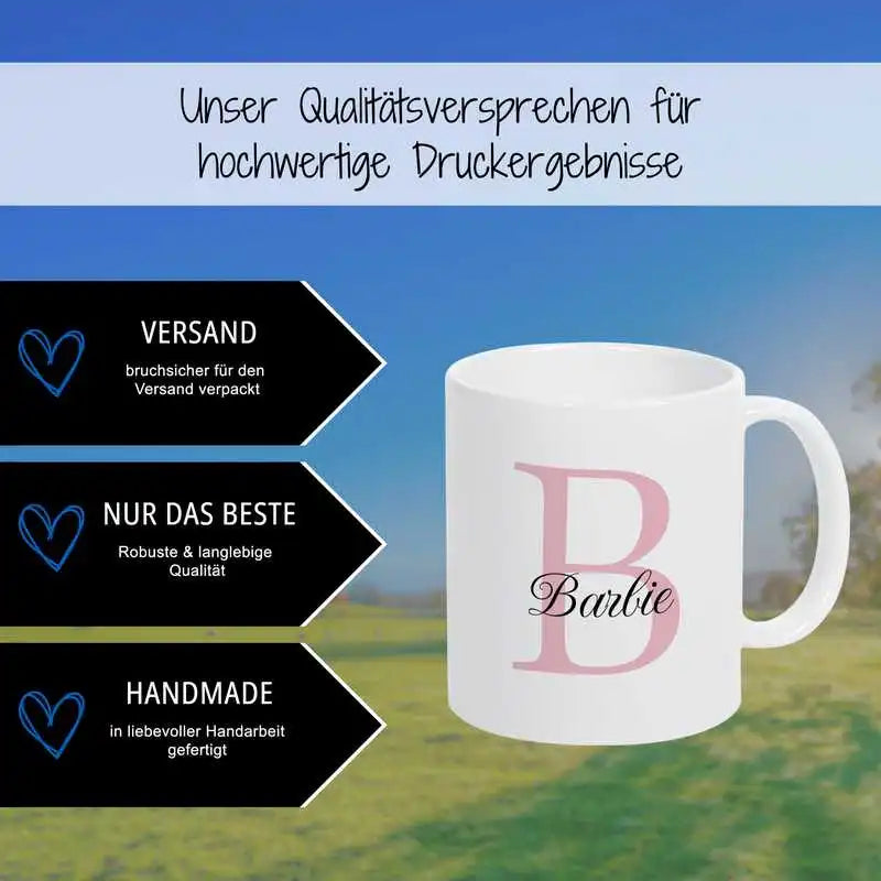 Keramik Namenstasse | Motiv 3 | Barbie Geschenkideen