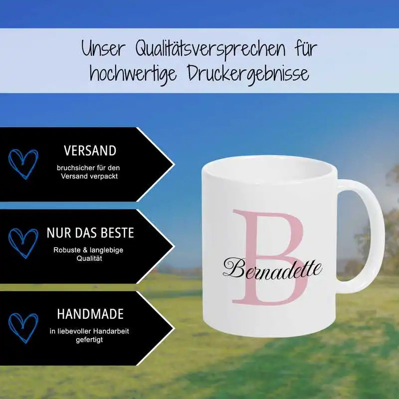 Keramik Namenstasse | Motiv 3 | Bernadette Geschenkideen