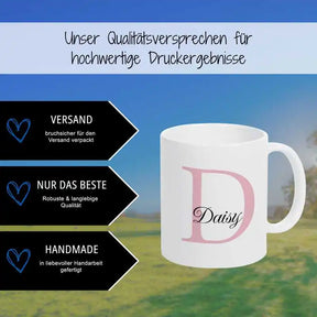 Keramik Namenstasse | Motiv 3 | Daisy Geschenkideen