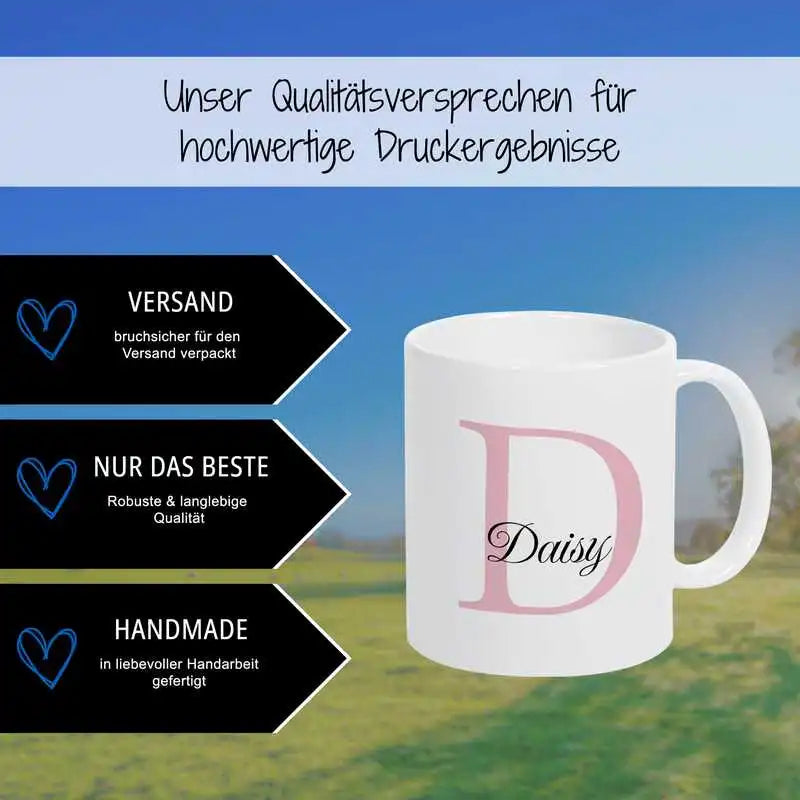 Keramik Namenstasse | Motiv 3 | Daisy Geschenkideen