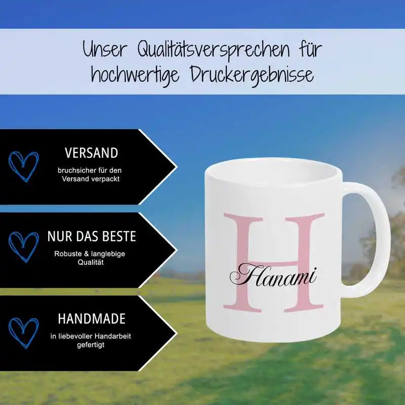 Keramik Namenstasse | Motiv 3 | Hanami Geschenkideen