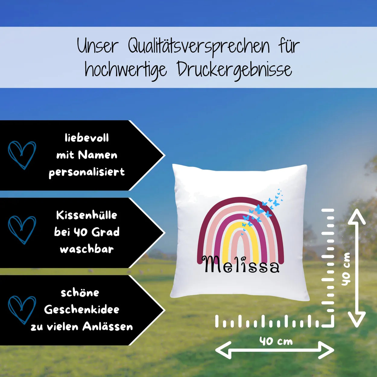 Kissen Regenbogen | Mädchen | personalisiert Kissen Druckerino   