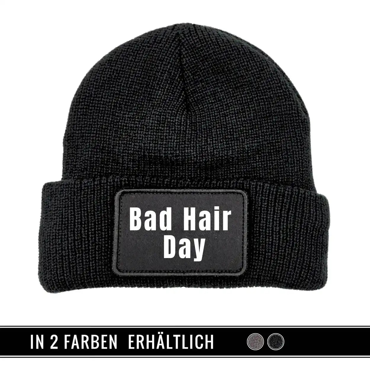 Mütze Beanie | Bad Hair Day Schwarz Geschenkidee Weihnachten