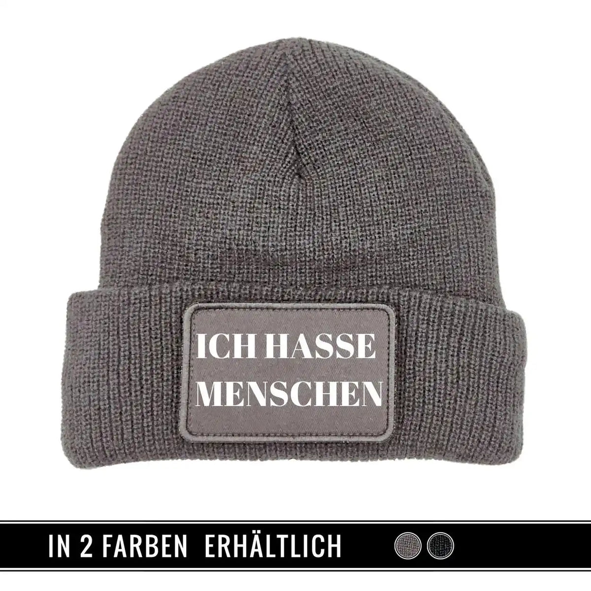 Mütze Beanie | Ich hasse Menschen Grau Geschenkidee Weihnachten